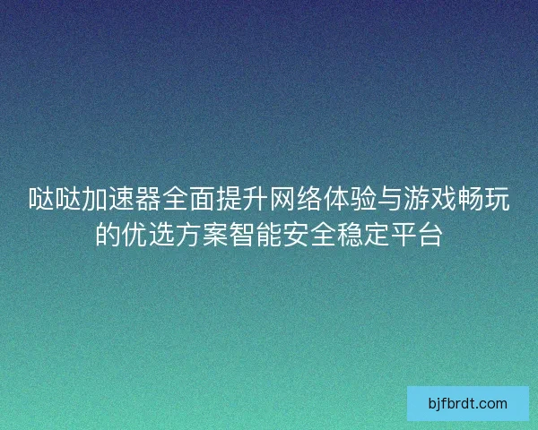 哒哒加速器全面提升网络体验与游戏畅玩的优选方案智能安全稳定平台
